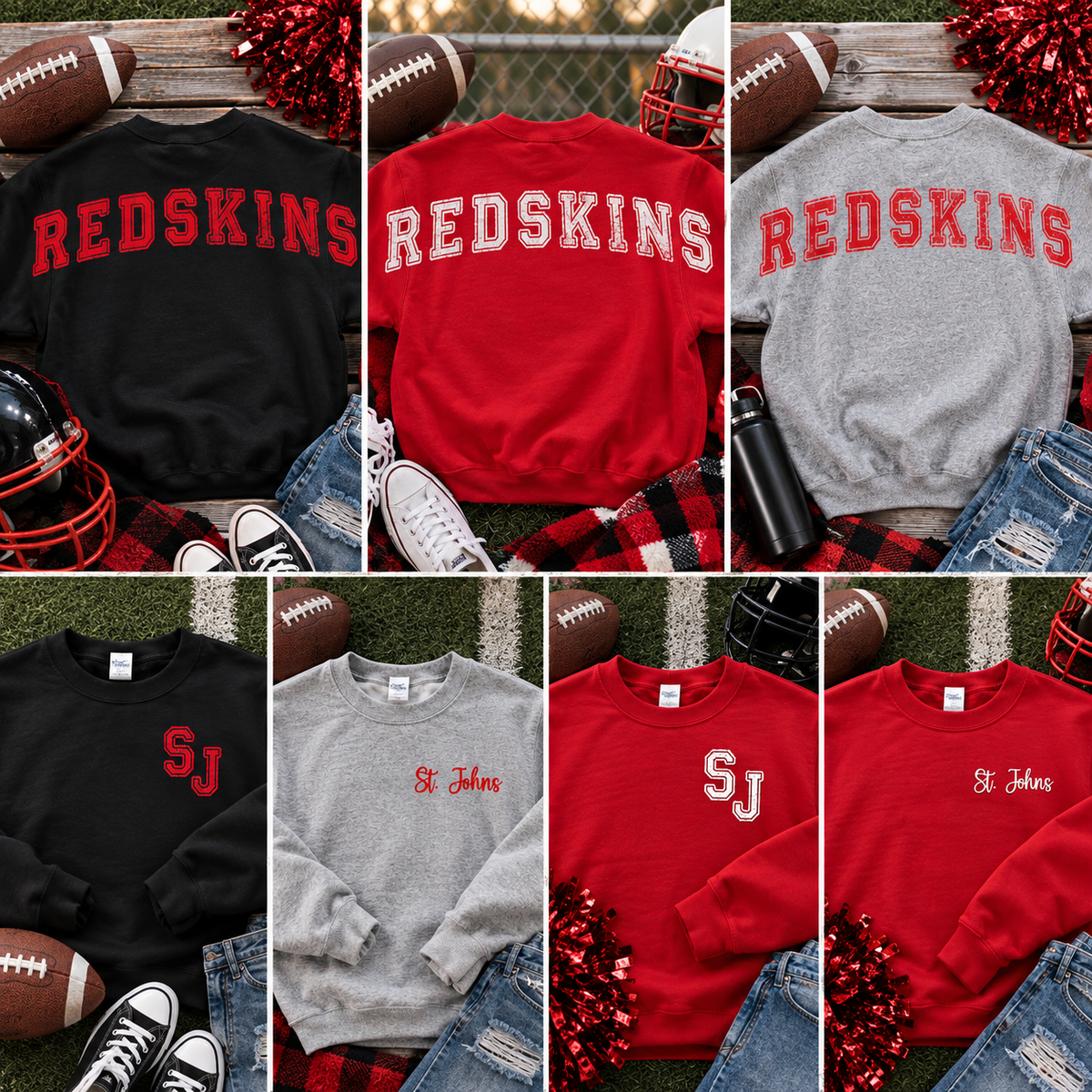 St. Johns Redskins Sweater with Oversized Print