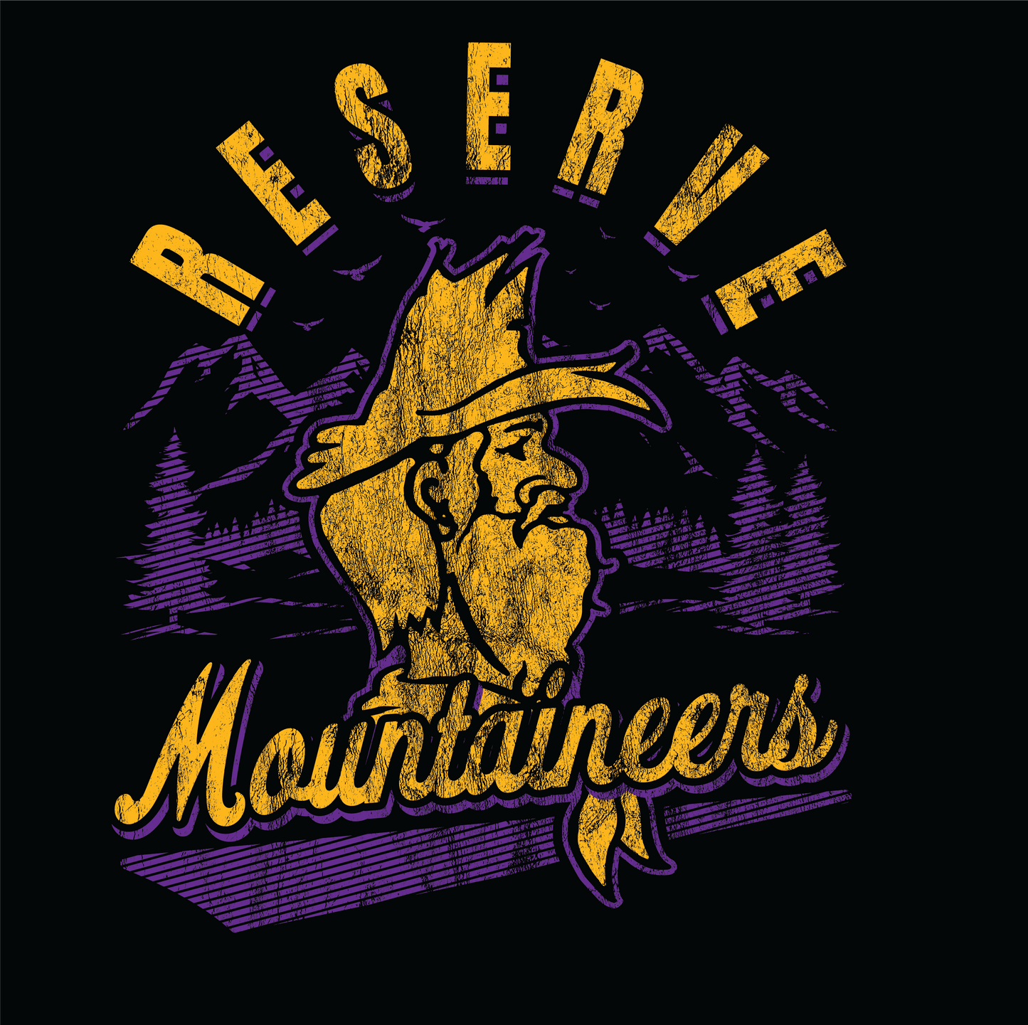 Reserve Mountaineer Mascot Black Camo Zip-Up Hoodie